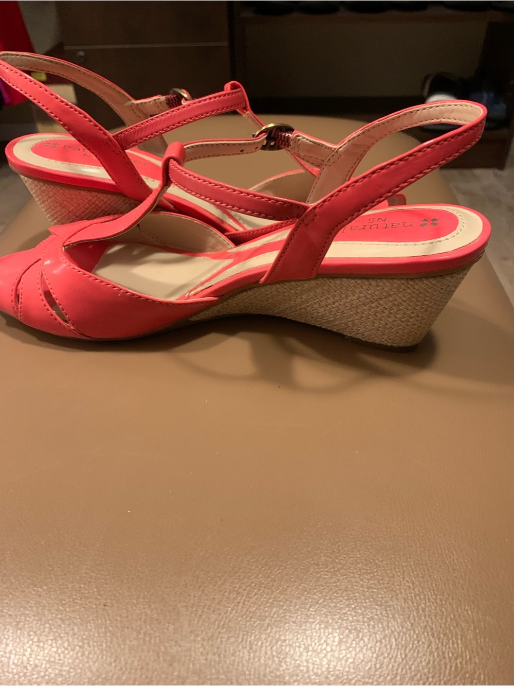 Naturalizer Coral-Pink Slingback Wedge Sandals